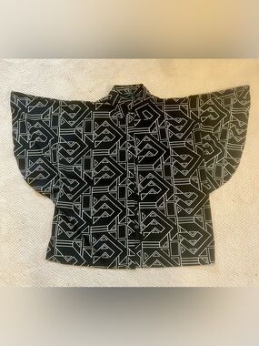 NWOT Lauren Ralph Lauren Black & White Geometric Button Shirt